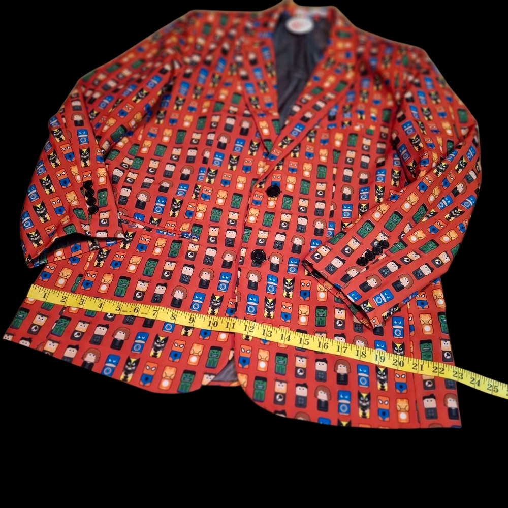 Marvel Mini Mates All Over Print Red Suit Blazer  Men Size Medium - Picture 15 of 16